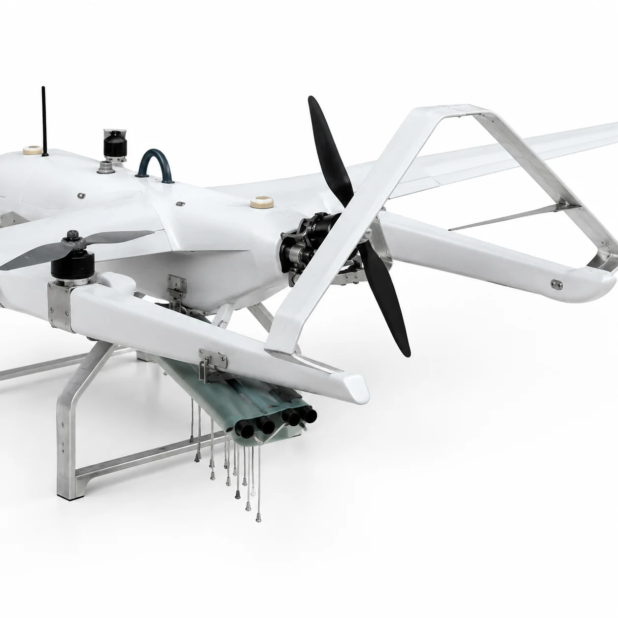 7D tactical reconnaissance VTOL fixed-wing UAV tail rear propeller detail