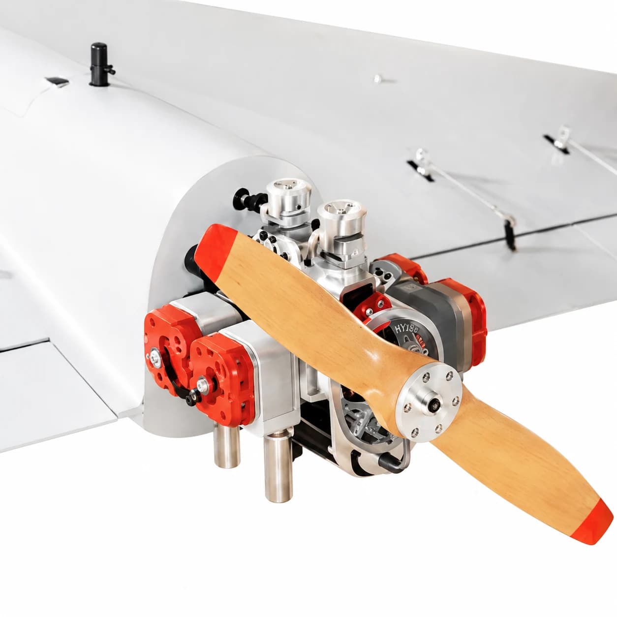 HY180 delta-wing UAV engine and propeller detail